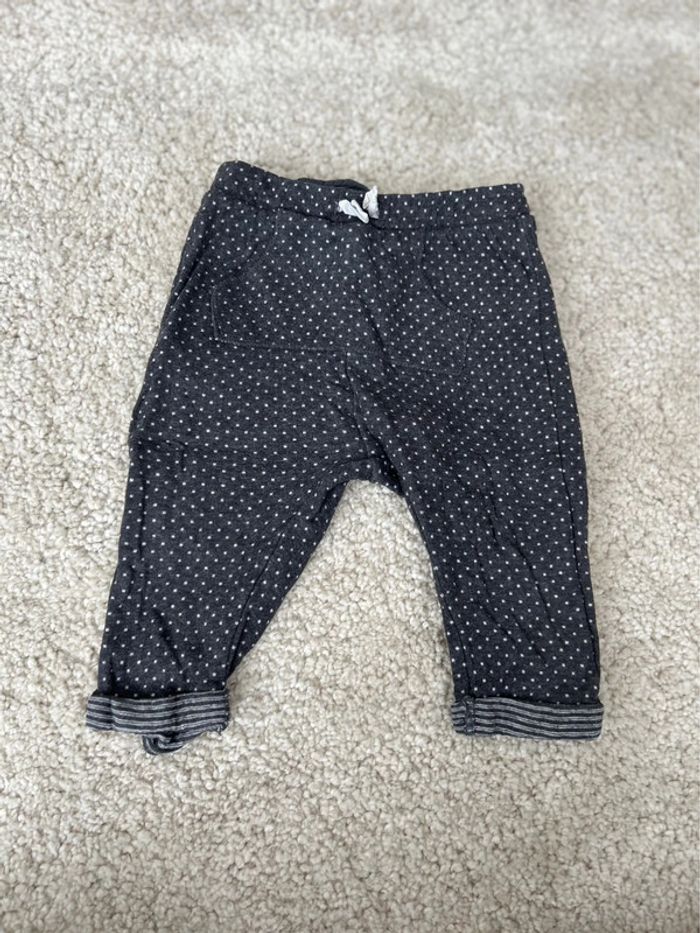 Pantalon type jogging noire à pois blanc fille - Zara - 6/9 mois