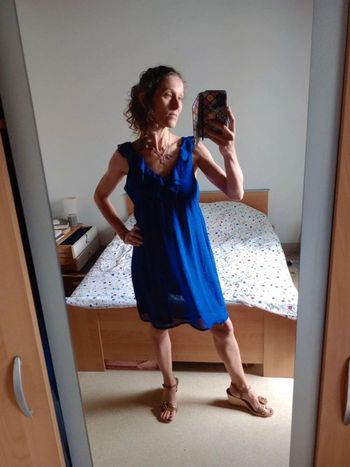 Robe 40 été bleu et noire c54