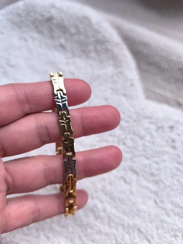 Bracelet doré & argenté à maillons – Chic et intemporel - photo numéro 4