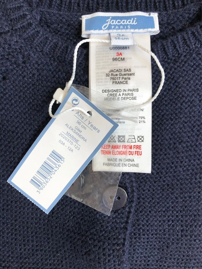 Gilet marine en laine et coton Jacadi T-3 ans - photo numéro 2