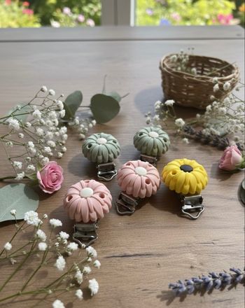 Lot de 5 clips attache-tétine fleur