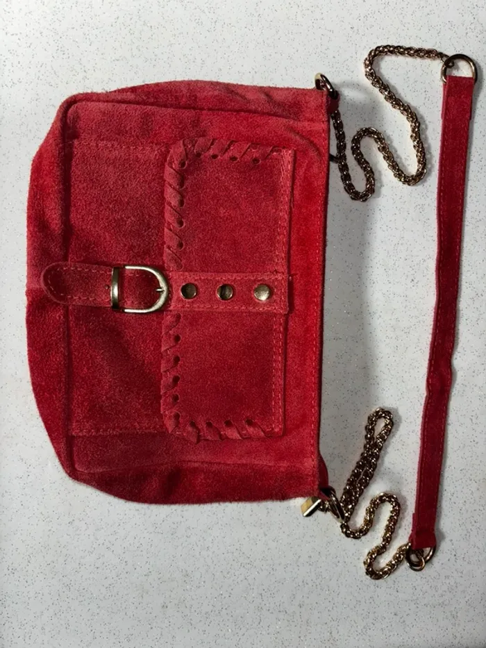 Sac bandoulière neuf, sac à main cuir Genuine Leather, sac femme en cuir véritable, sac chaîne - photo numéro 7