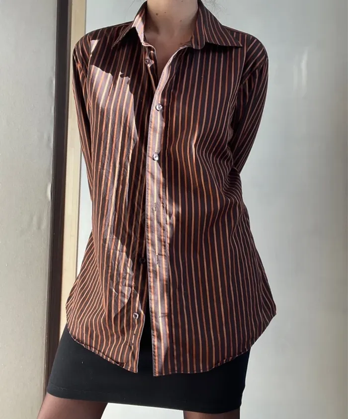 Chemise marron à rayures orange Burton - photo numéro 2