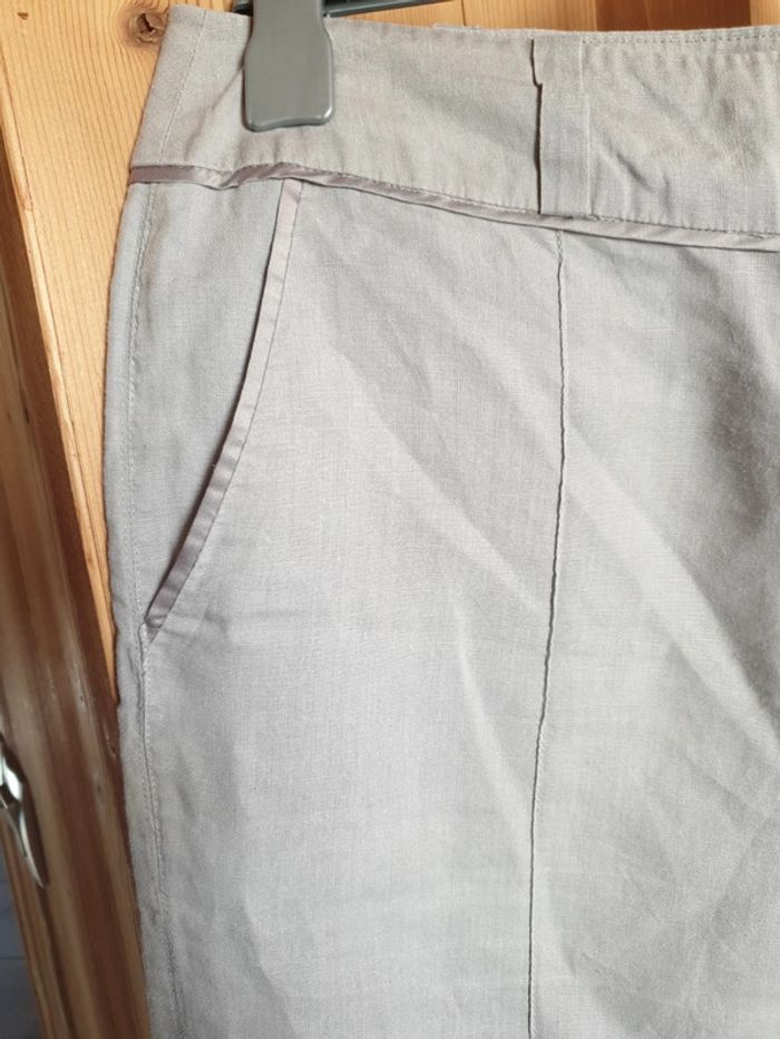 Pantalon gris lin - taille 42 - marque Promod - photo numéro 2