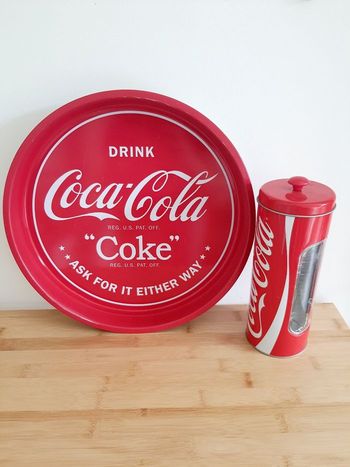Plateau + boîte pour pailles Coca-Cola