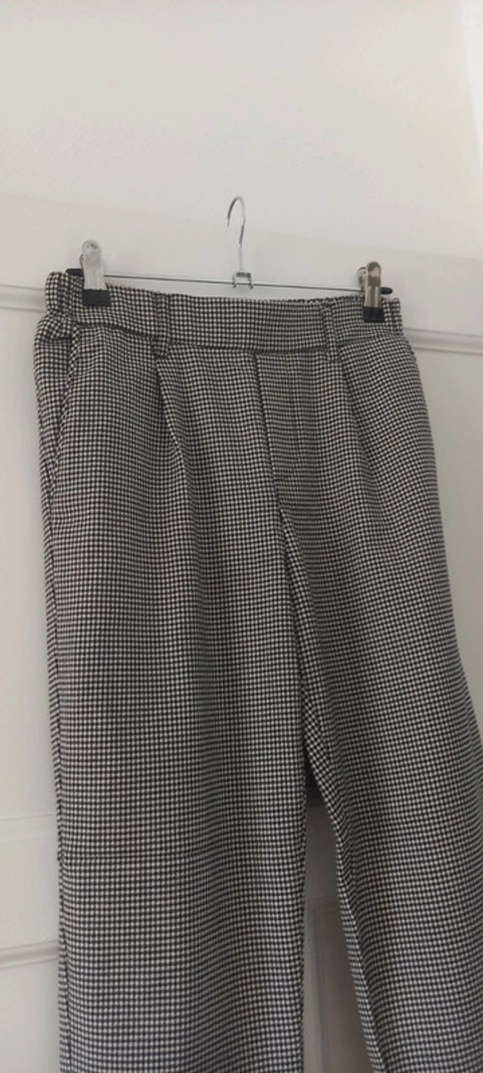 Pantalon droit motif pied de poule noir et blanc bershka 38 - photo numéro 4