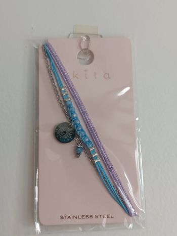 Bracelet argenté en acier inoxydable et tissé, réglable Ikita Neuf dans son emballage d'origine