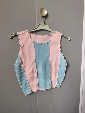 Crop top rose et bleu pastel 36