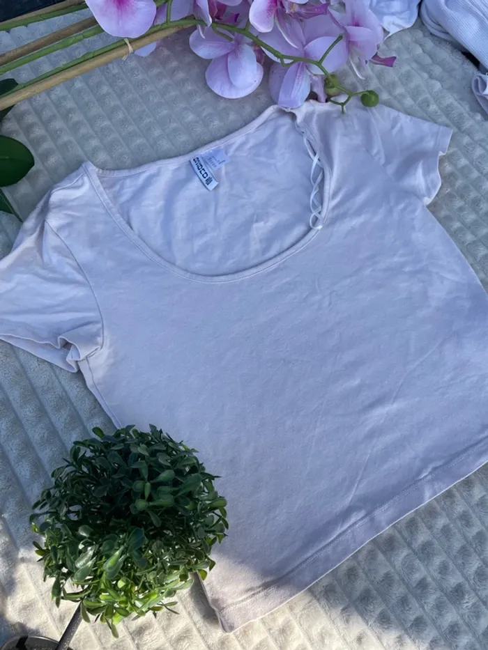 Top H&M rose pâle – Taille S, col rond style casual - photo numéro 2