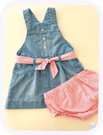 Robe courte en jean + bloomer rose Obaïbi Taille 23 mois