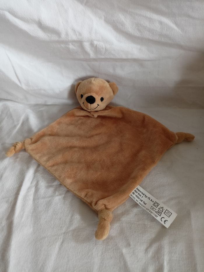 Doudou plat ours marron 30 cm