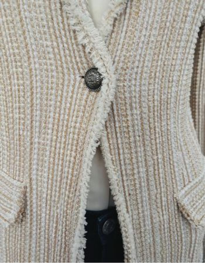 Blazer effet effiloché beige Taille M - photo numéro 3
