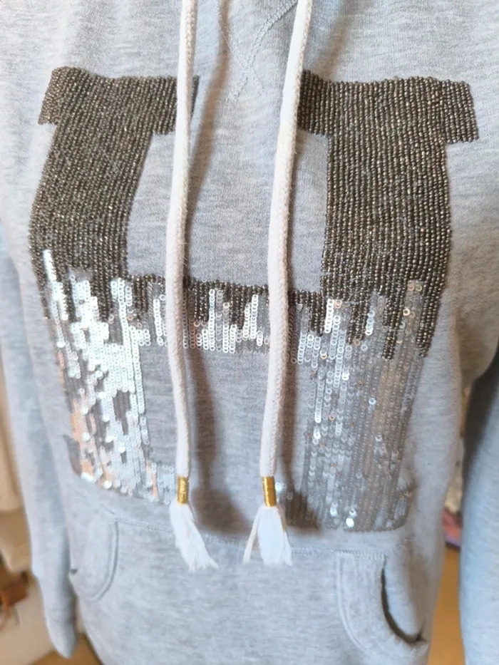 Joli sweat à capuche gris - photo numéro 4