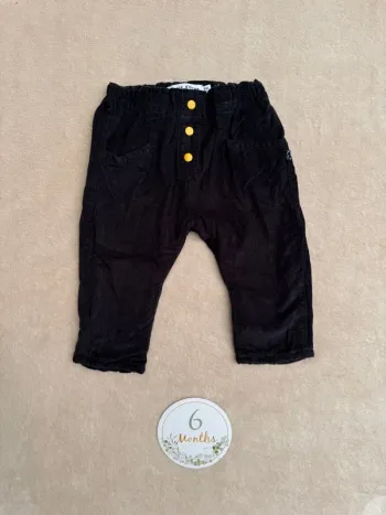 Pantalon velours noir • sucre d’orge • taille 6 mois