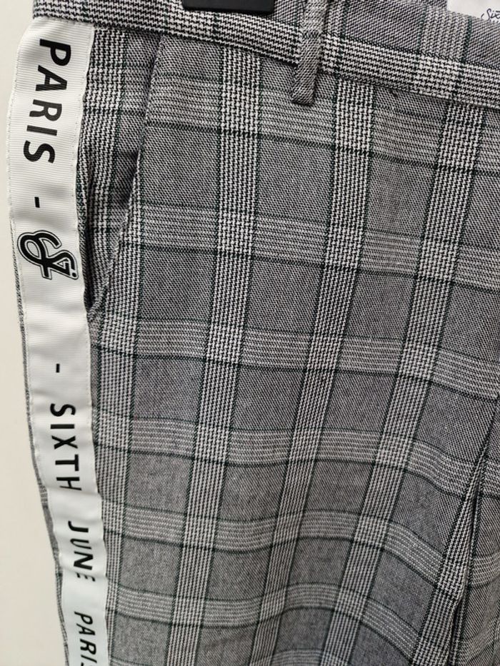 Pantalon Prince De Galles Gris Blanc Bandes Blanches Sixth June - photo numéro 4