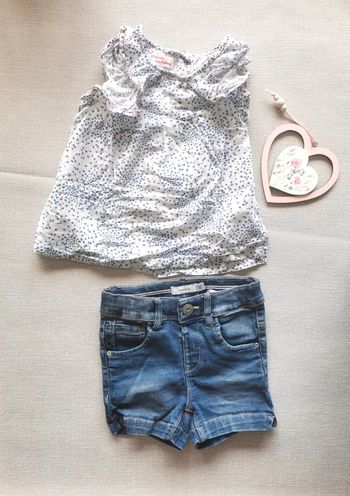 🌼2 ans  Ensemble blouse DPAM et short jean Name It