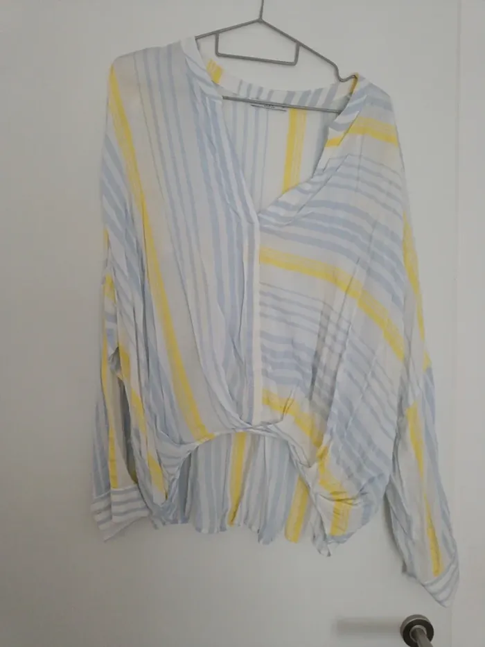 Chemise manches longues EDC esprit rayée jaune bleu blanc - photo numéro 5