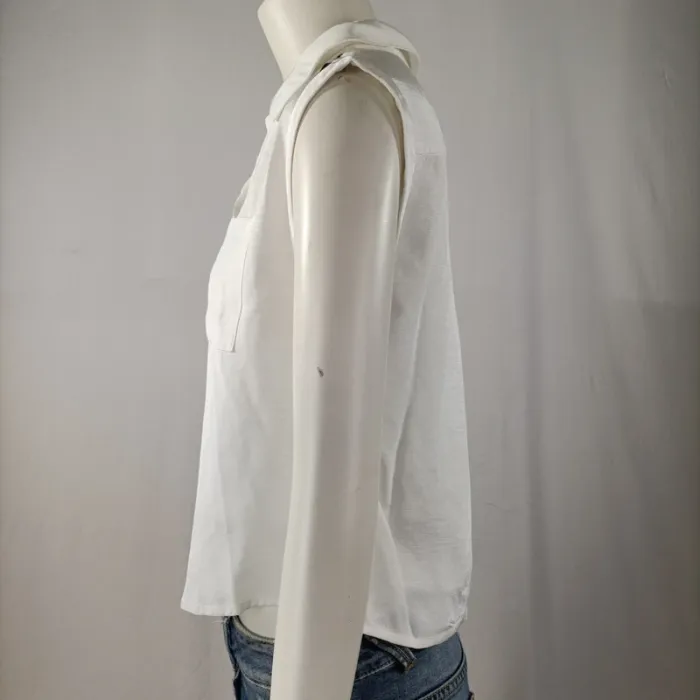 Blouse sans manches blanche Eleven Paris – col chemise, fluide, taille S A951 - photo numéro 2
