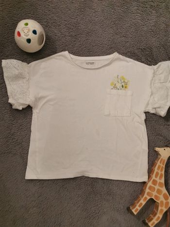 T-shirt blanc poche à fleurs 8 ans Verbaudet