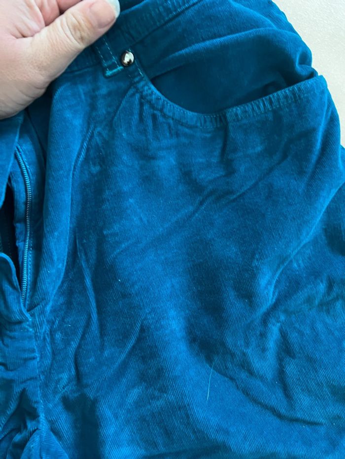 Pantalon velour bleu pause café taille 42 - photo numéro 2