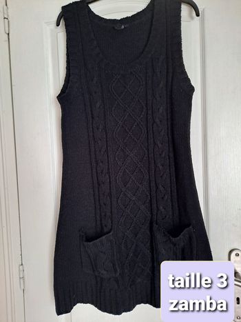 robe pull laine sans manche maille zamba taille 3 taille 42 style vintage