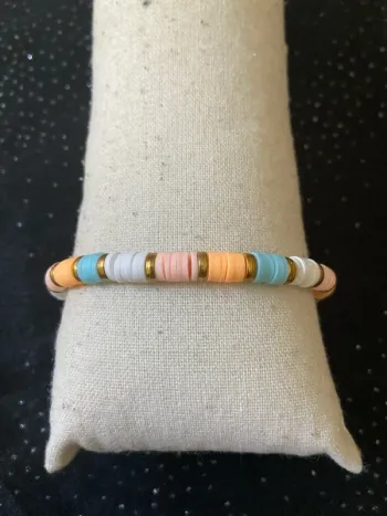 Bracelet heishi bleu orange