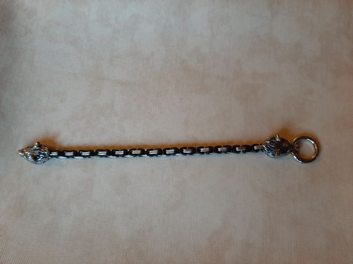 Bracelet Homme Tissé Double Tête de Loup - photo numéro 3