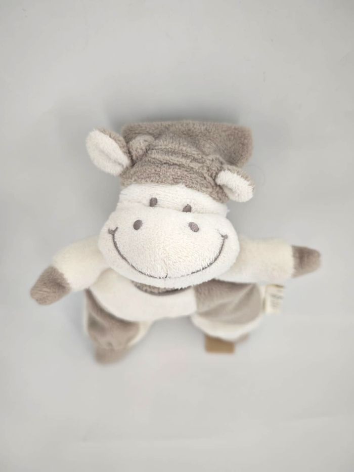 Doudou Semi Plat Vache Blanc Taupe Système U - photo numéro 2