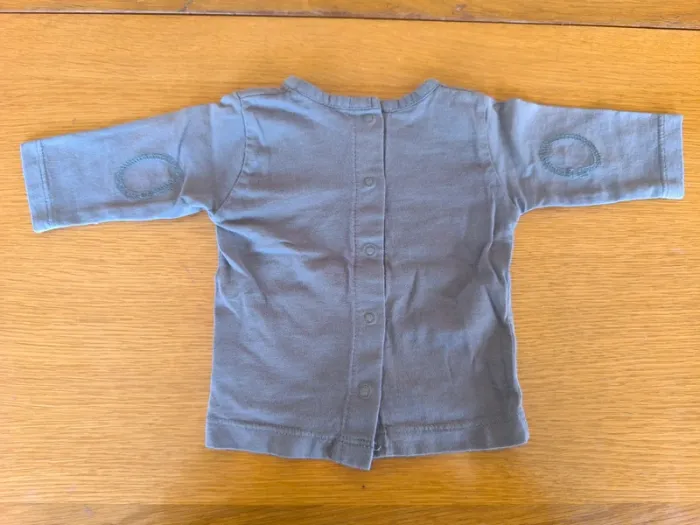 312317 tee-shirt ML gris garçon 1 mois kitchoun - photo numéro 2