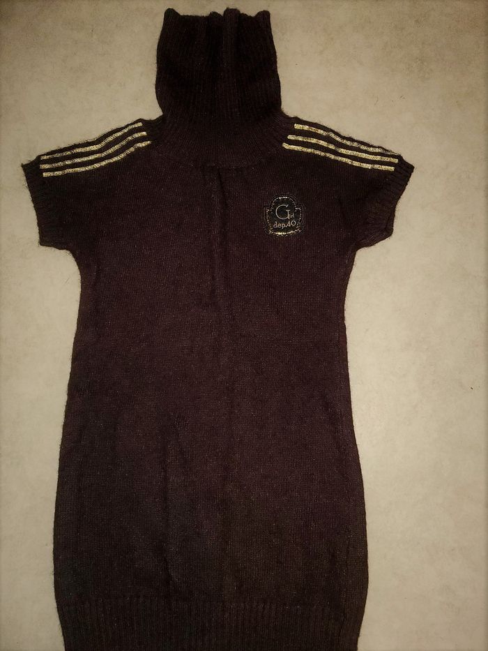 robe / tunique hiver marron doré laine fille 8 ans - photo numéro 5