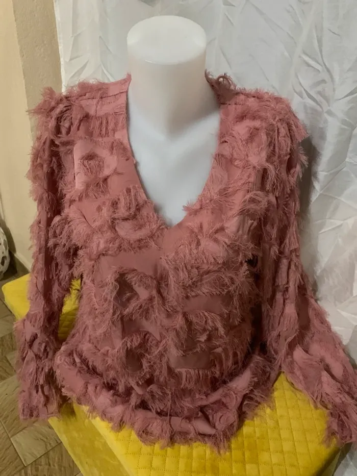 Blouse vieux rose manches longues taille L