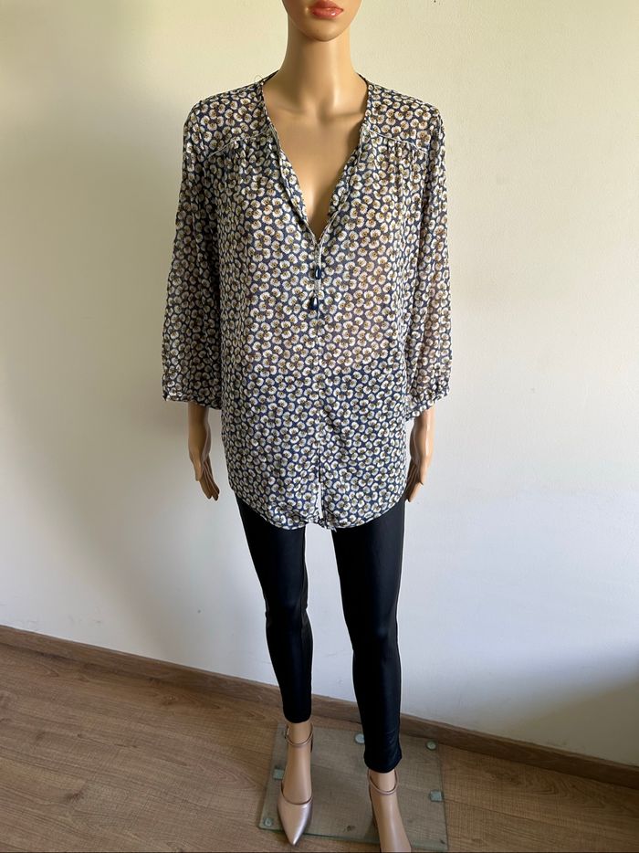Blouse imprimée fleurie avec manches 3/4 Jacqueline Riu taille 42 comme neuve - photo numéro 3