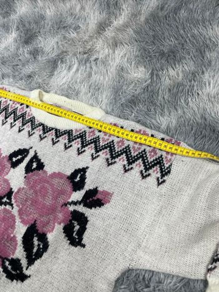 Pull D’hiver Honey Vintage 90s Femme M/M Blanc Fleuris - photo numéro 7