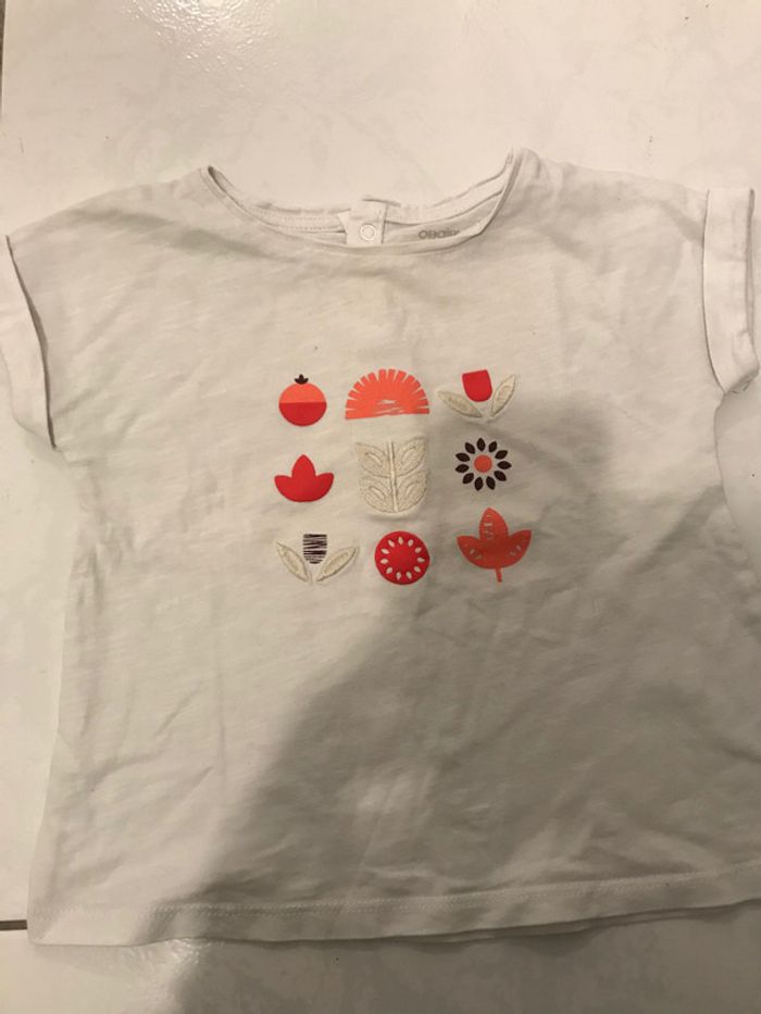 Tee shirt obaibi , motif fleurs