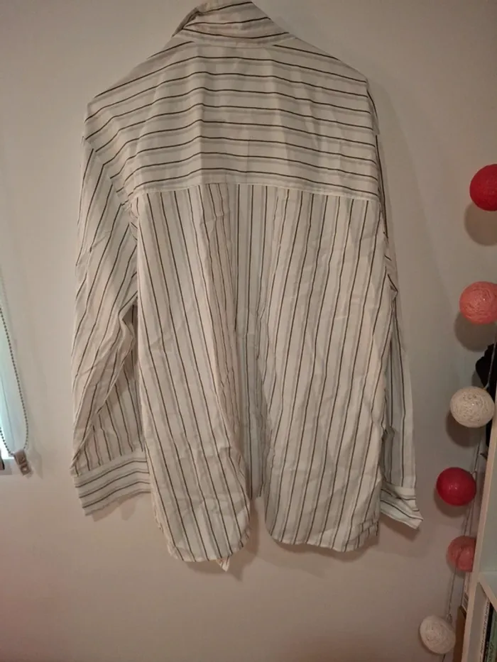 Chemise loose blanche à rayures bleues L - photo numéro 4