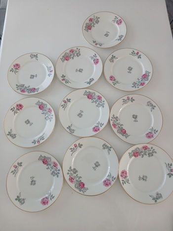 Lot de 10 Assiettes à Dessert - Porcelaine de Limoges - L. Sazerat & Cie