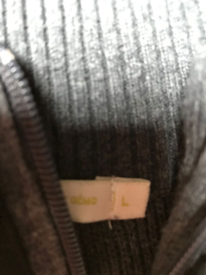 Pull homme gris Gemo taille L col bouton et zippé - photo numéro 5
