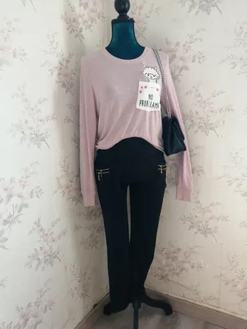 Pantalon legging élastique noir avec fermetures et poches / needfeel / (L)