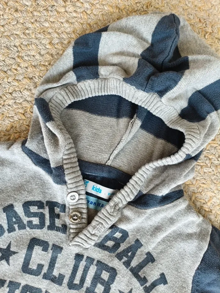 Sweat à capuche gris/bleu Gémo 3A - photo numéro 3