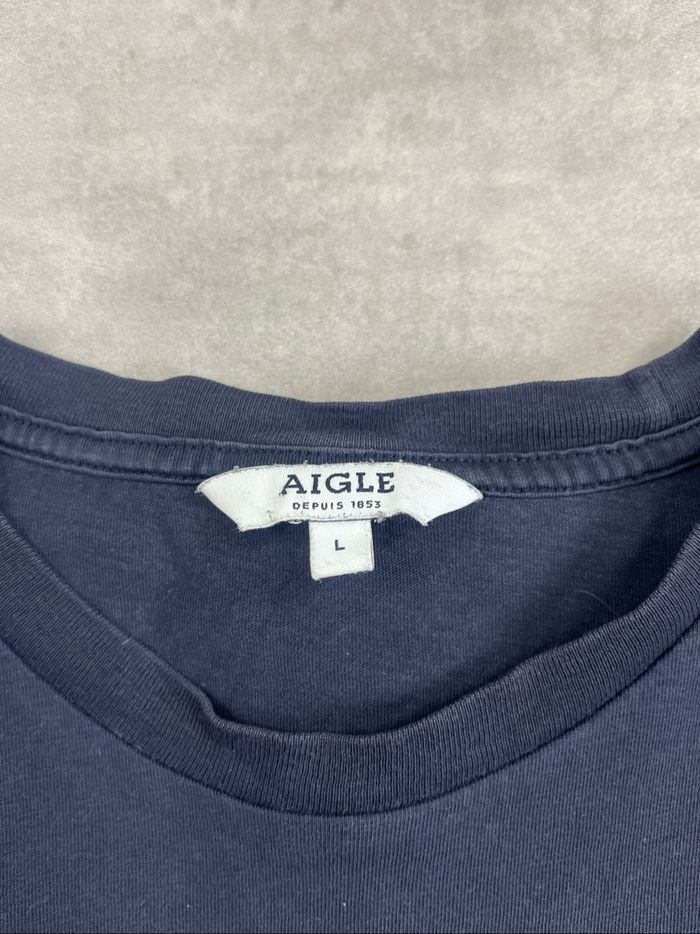 T-shirt Aigle uni bleu à col rond - photo numéro 2