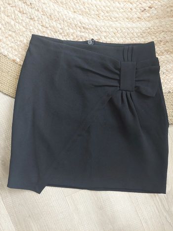 Jupe noire noeud texturée neuve camaieu t38