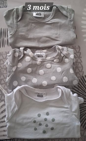 Lot de 3 bodies dim microfibre ML* 3 mois