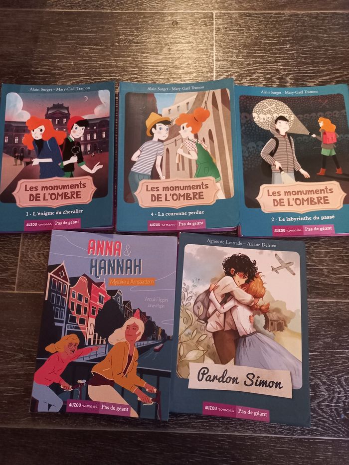 Lot 5 livres auzou romans pas de géant ce2 cm1 cm2 monuments de l'ombre - photo numéro 1