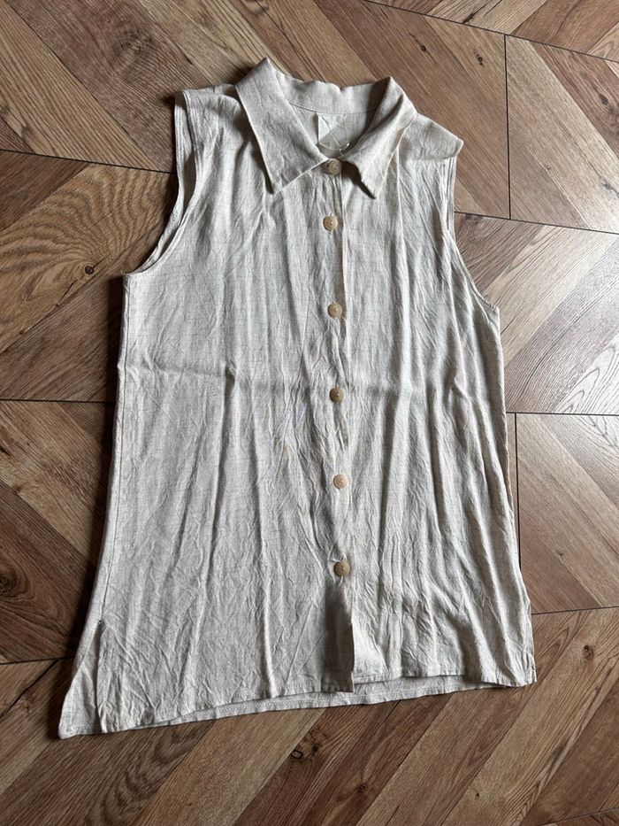 🌿 Top sans manches en lin mélangé - Style Minimaliste / Bohème - photo numéro 10