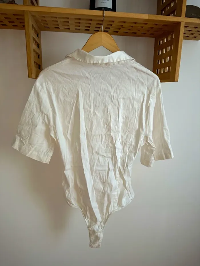 Body chemise blanc ZARA coupe crop XL - photo numéro 7