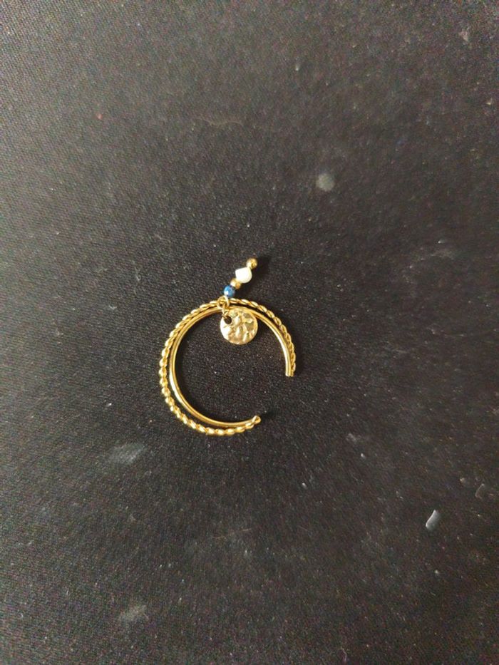 Bague dorée bleue et blanche 18mm - Luzaka - photo numéro 3