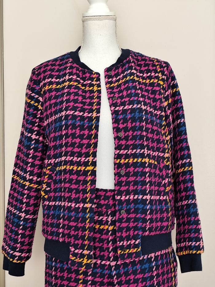 Tailleur short Morgan taille 38 tweed bleu marine a motif automne hiver - photo numéro 3