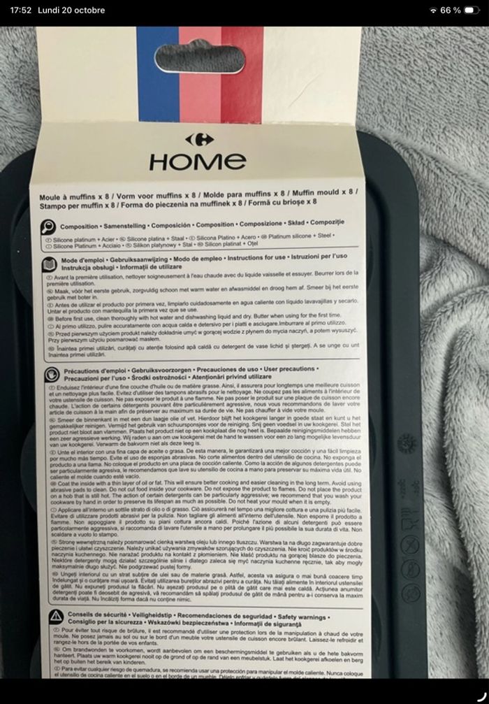 Moule à muffins x8 ø6,3cm Carrefour Home bleu noir neuf - photo numéro 5