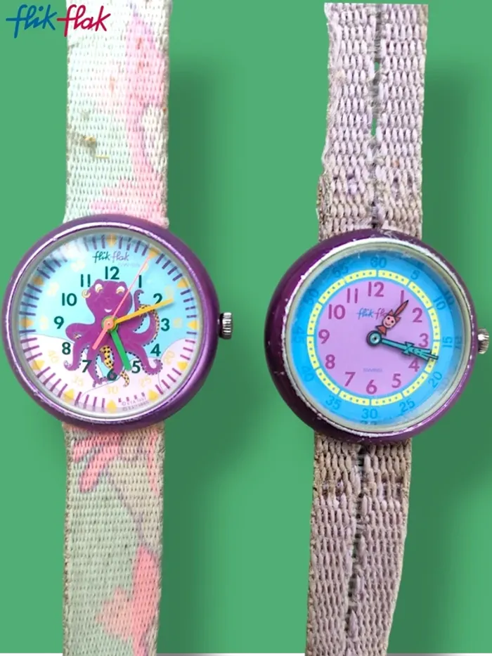 Lot de 2 montres Flik Flak vintage pour enfant AB