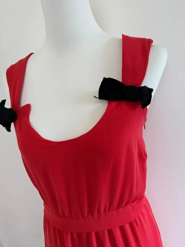 Superbe Robe d'été Claudie Pierlot rouge taille 2 donc médium - photo numéro 2